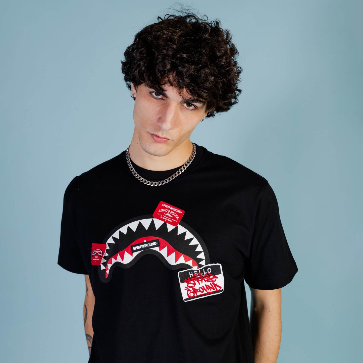 Sprayground Label Shark Regular T-Shirt Black