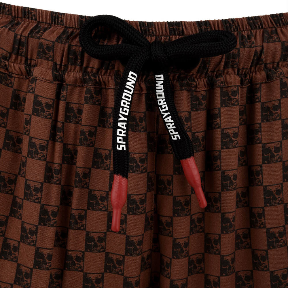 Sprayground Da Shorts Skull Checkered Brown