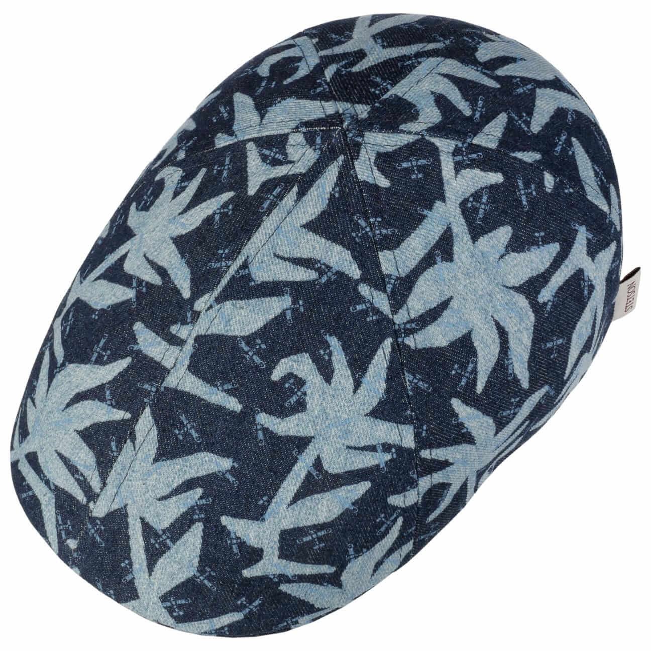 Baretka Stetson Texas Denim Print blue denim with palms print modrá