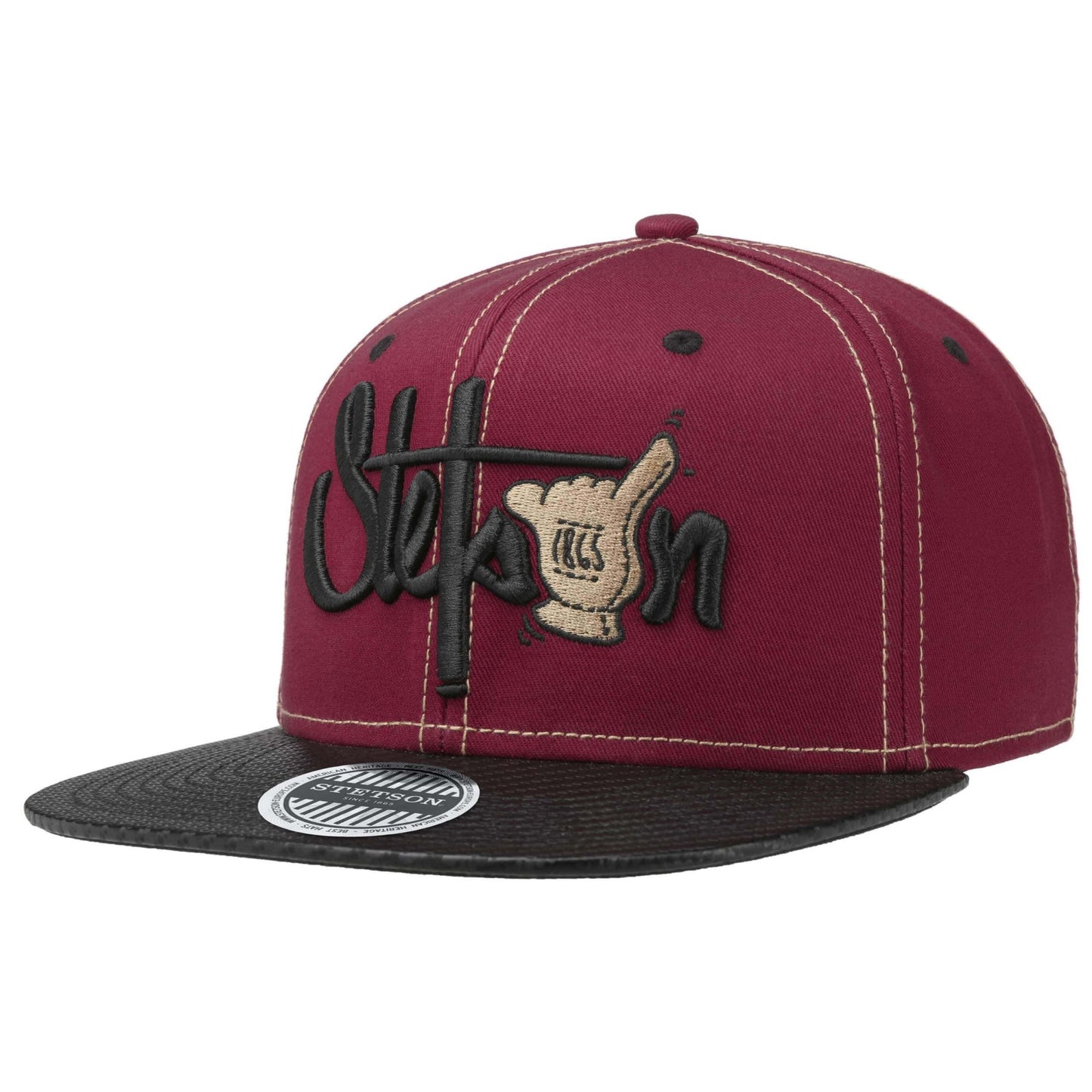 Šiltovka s rovným šiltom Stetson Shaka snapback bordová