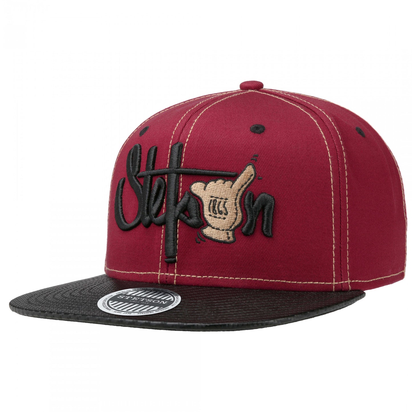 Šiltovka s rovným šiltom Stetson Shaka snapback bordová