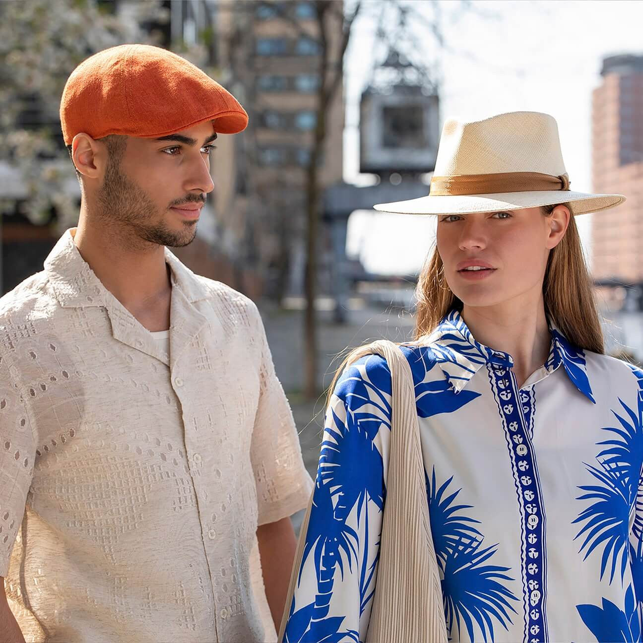 Baretka Stetson Texas Linen Herringbone orange herringbone oranžová