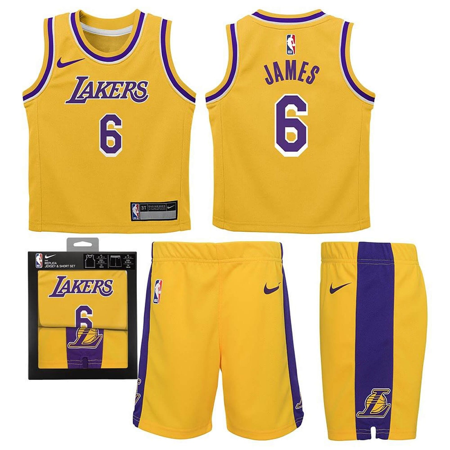 D Basketbalový dres a šortky Nike Replica Icon NBA Jersey Box Set - 4-7Y - La Lakers LeBron James žltý