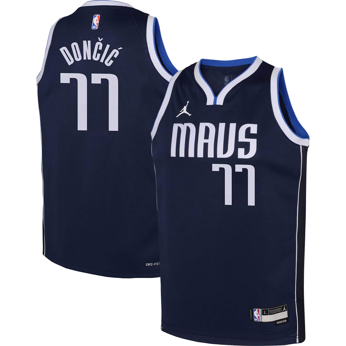 Detský basketbalový dres Jordan Boys Statement Swingman Jersey - NBA Player - 8-20Y - Dallas Mavericks Luka Dončić tmavomodrý