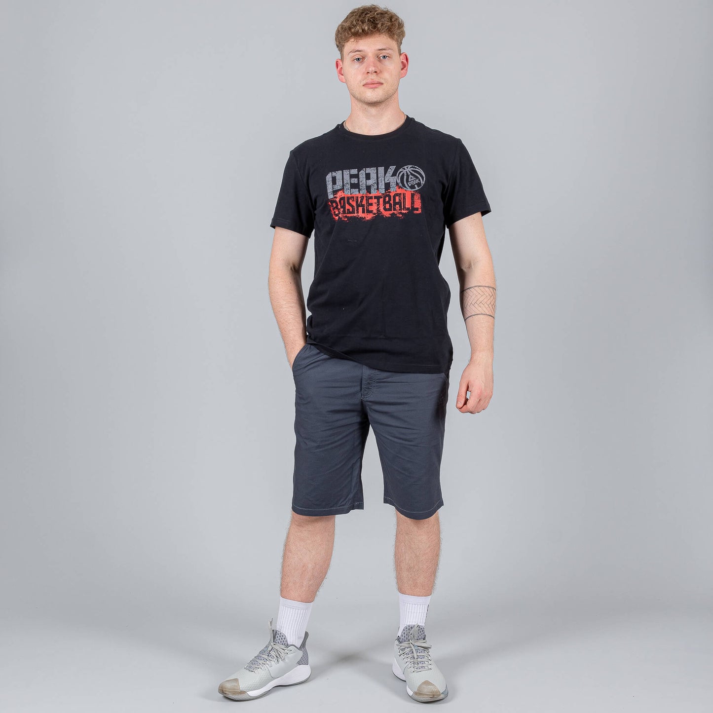 Bavlnené kraťasy Peak FIBA Cotton Shorts Pant tmavošedé