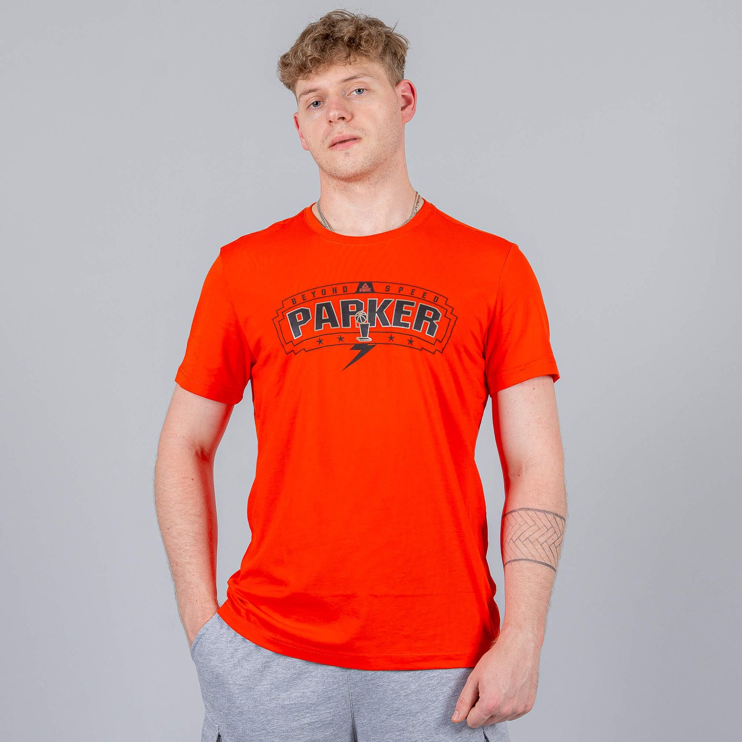 Peak Tony Parker Series Knitted T-Shirt Orange Red