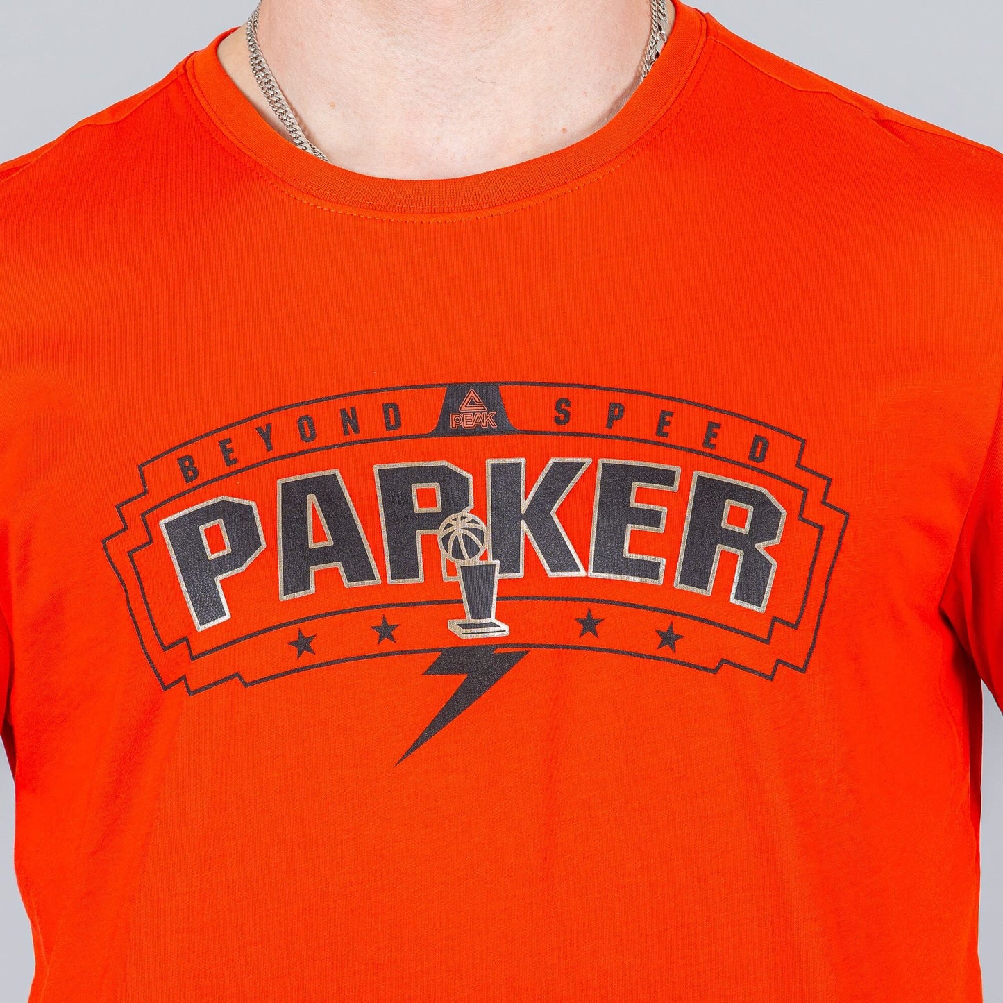 Peak Tony Parker Series Knitted T-Shirt Orange Red