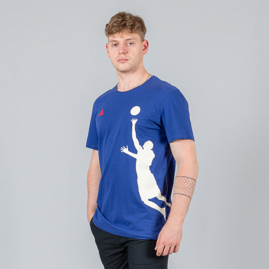 PEAK ROUND NECK T SHIRT F65273 BLUE