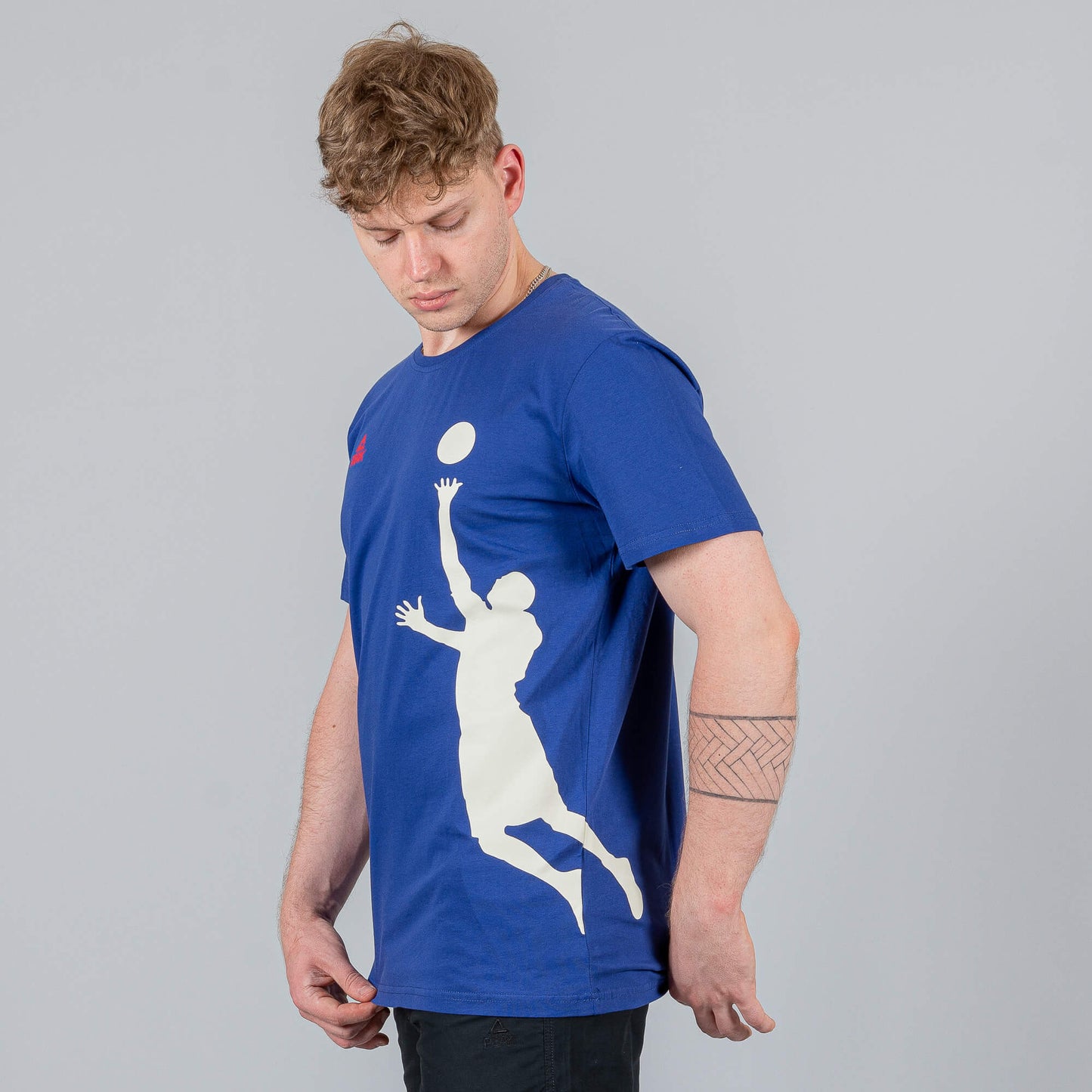 PEAK ROUND NECK T SHIRT F65273 BLUE