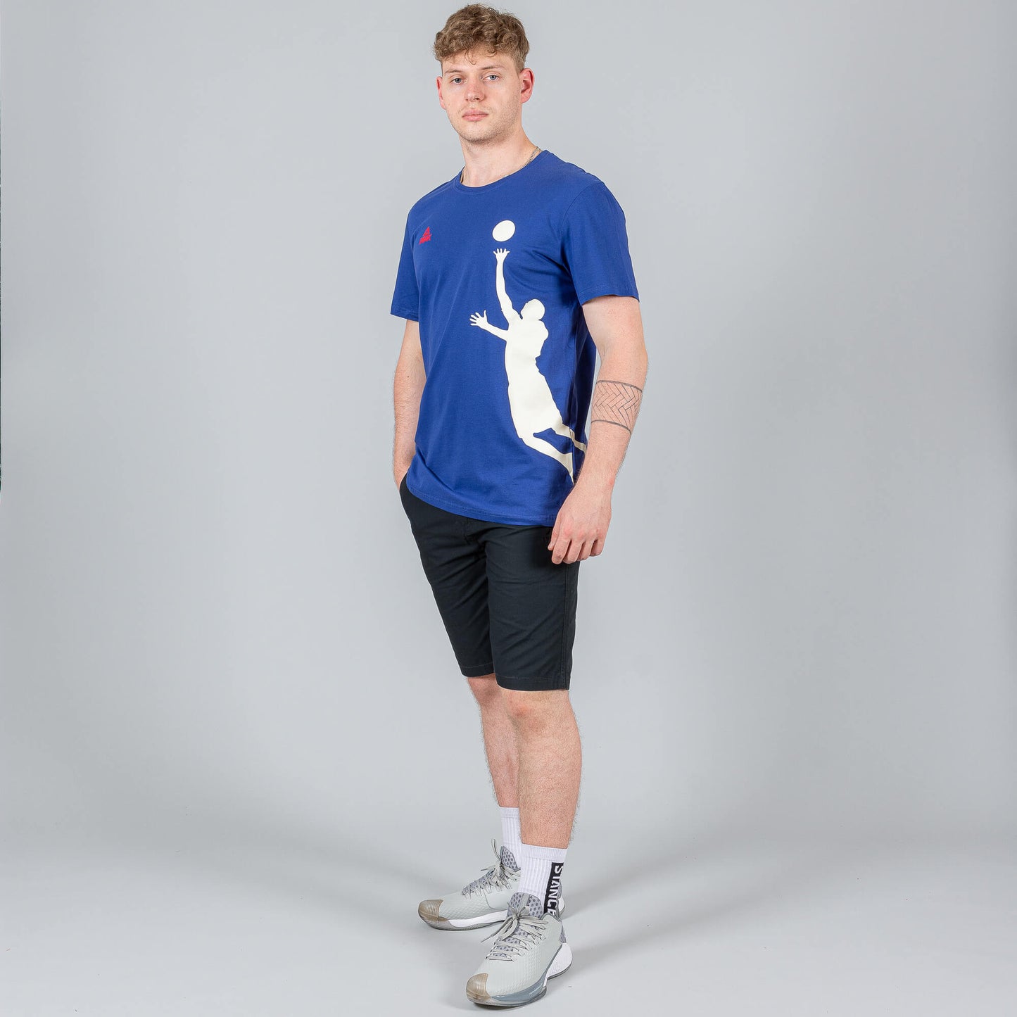 PEAK ROUND NECK T SHIRT F65273 BLUE