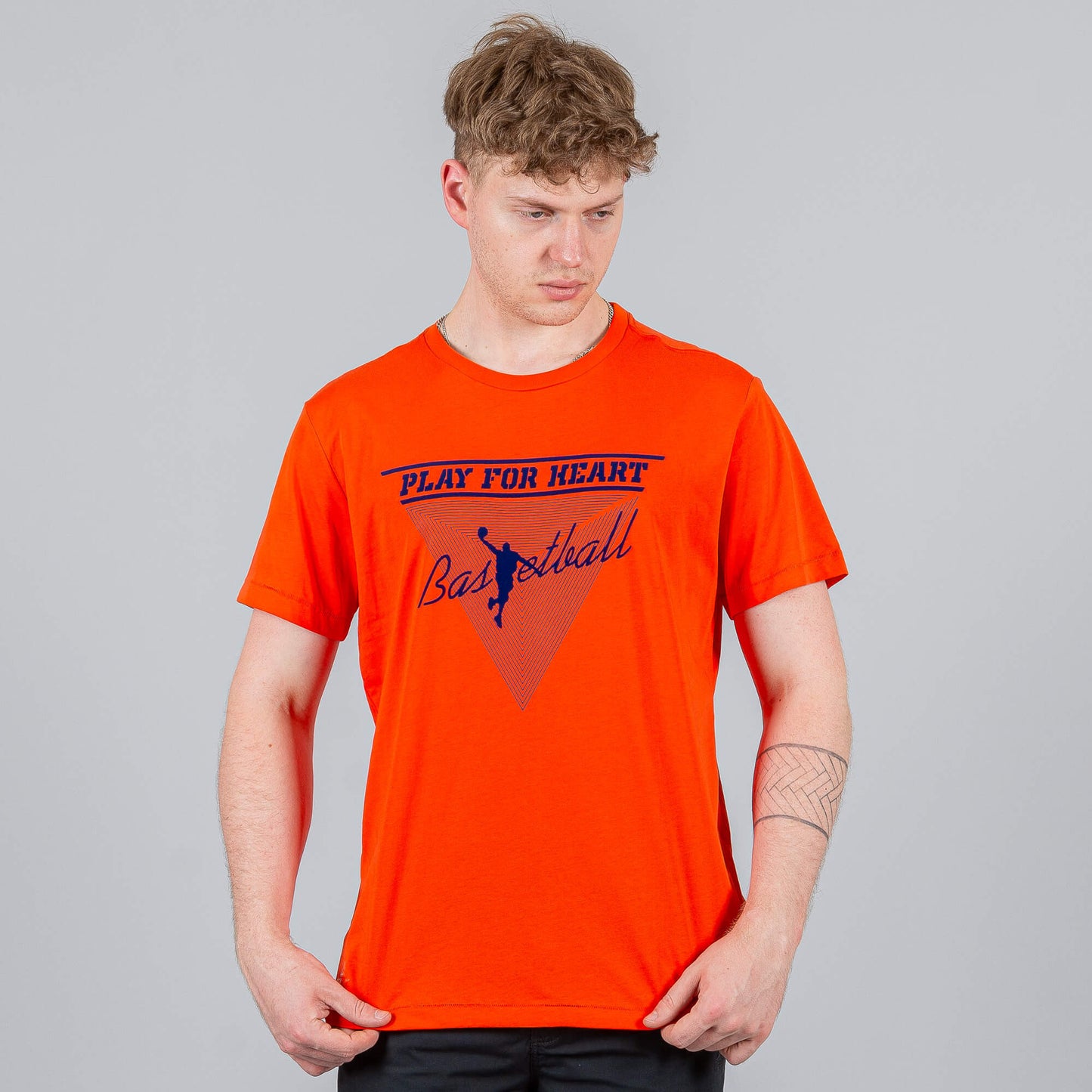 Peak Play For Heart Round Neck T-Shirt Bright Orange