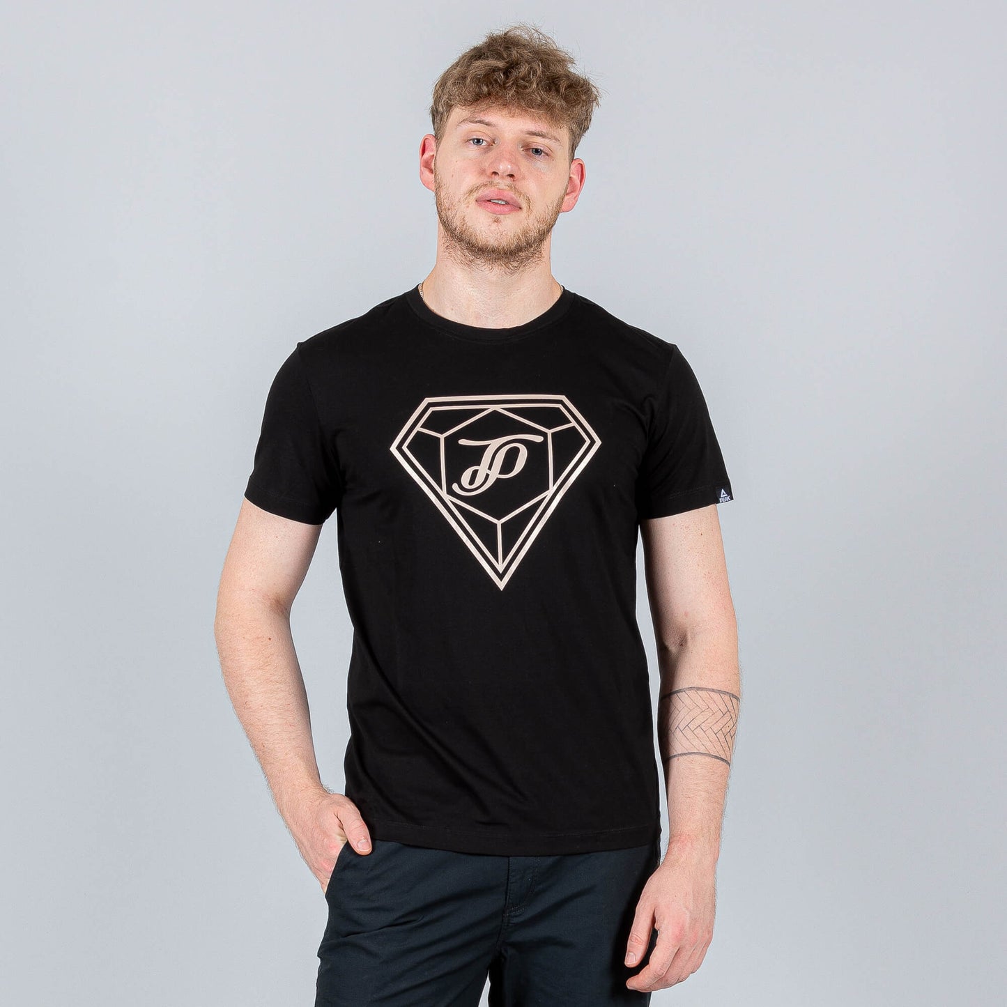 Peak Round Neck T Shirt Black