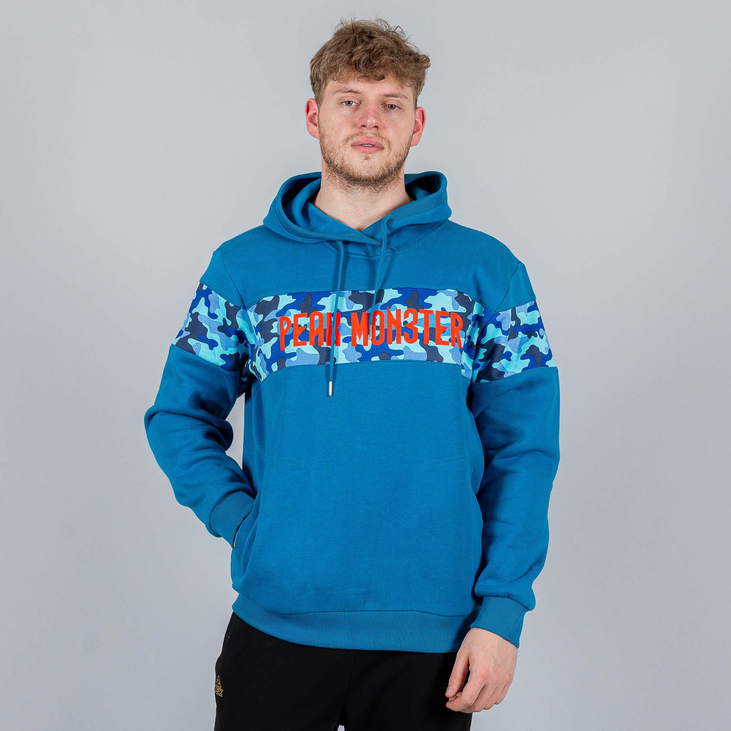 Mikina PEAK MON3TER GH3 Fleece Hoodie F654301 modrá