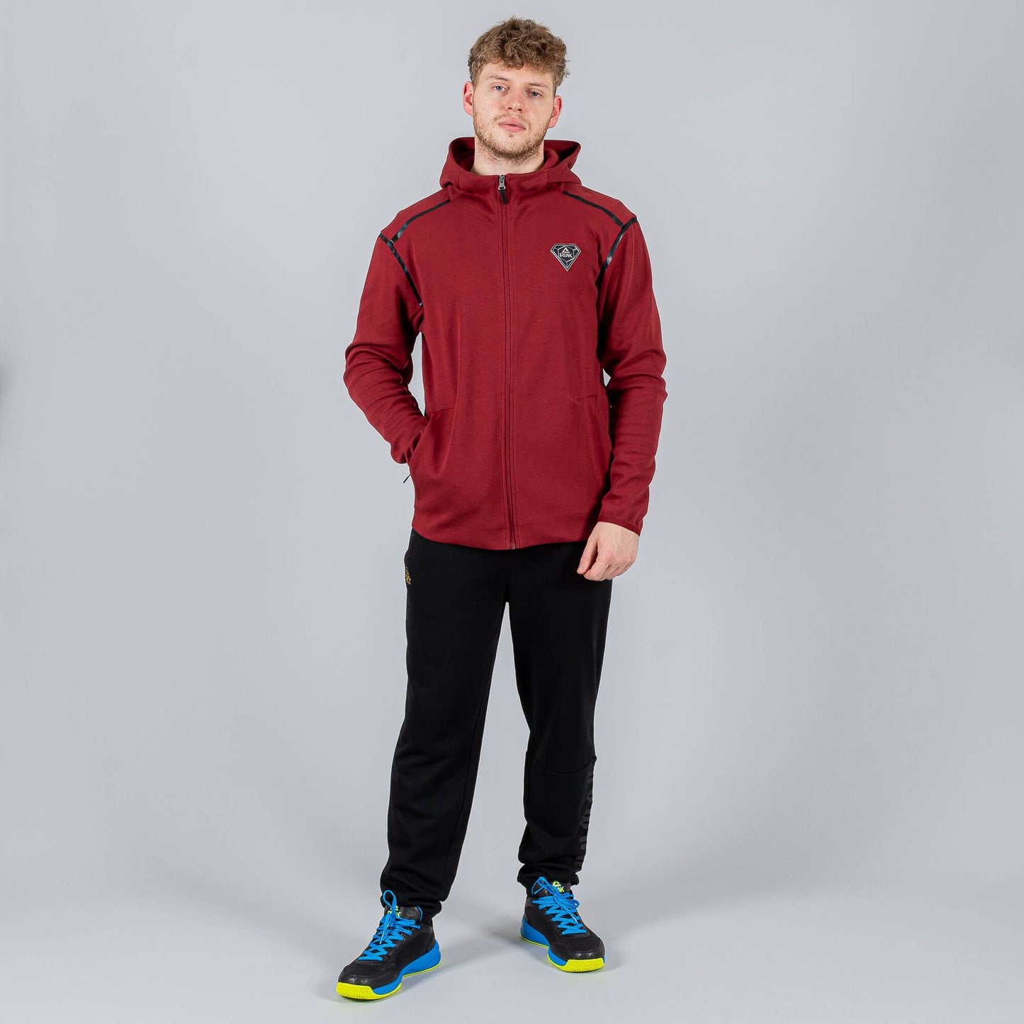 Peak Hoodie Sweater With Front Zipper Burgundy