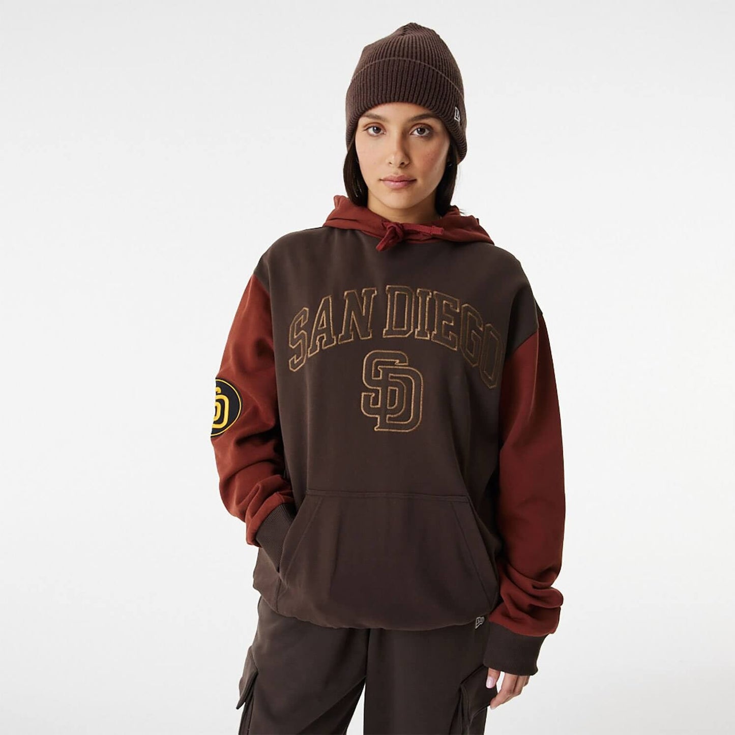 Mikina s kapucňou New Era San Diego Padres MLB Heritage Oversized Hoodie hnedá