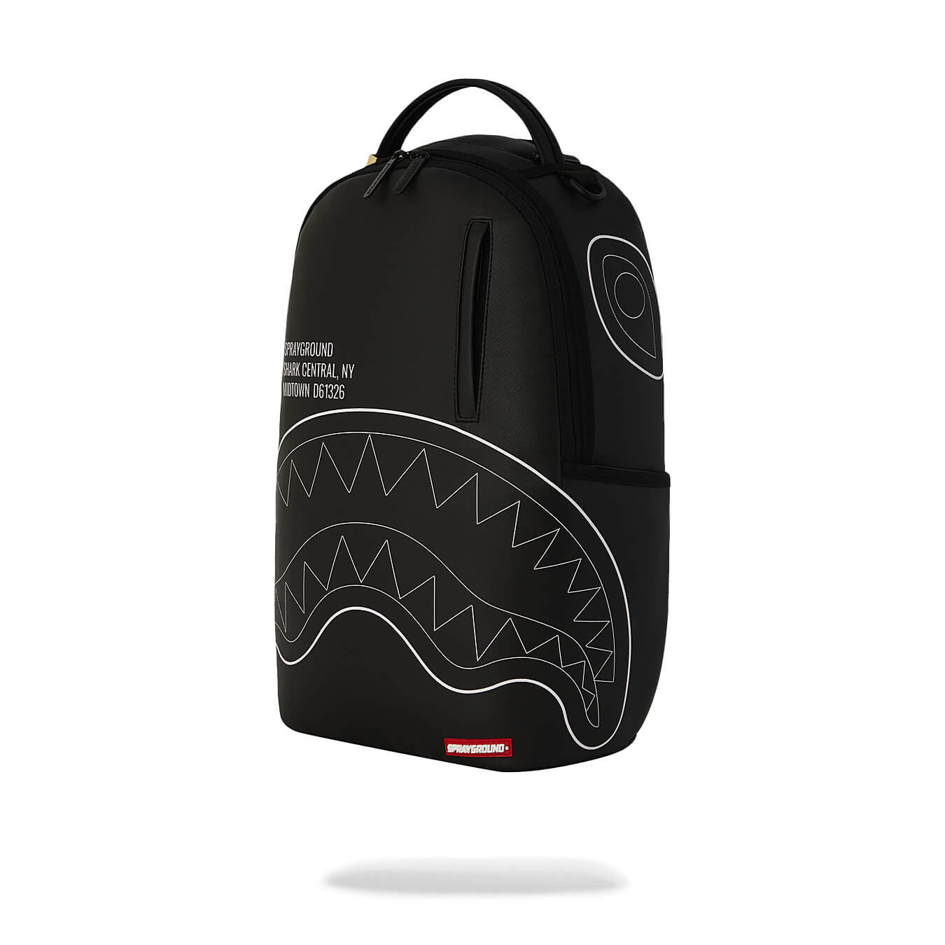 Sprayground Shark Central Out The Line Dlxsv Backpack Solid Black With White Line Sharkmouth