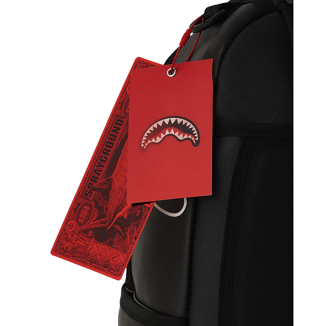 Sprayground Shark Central Out The Line Dlxsv Backpack Solid Black With White Line Sharkmouth