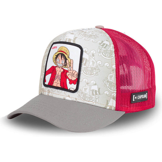 Šiltovka so sieťkou Capslab Trucker One Piece Luffy béžová