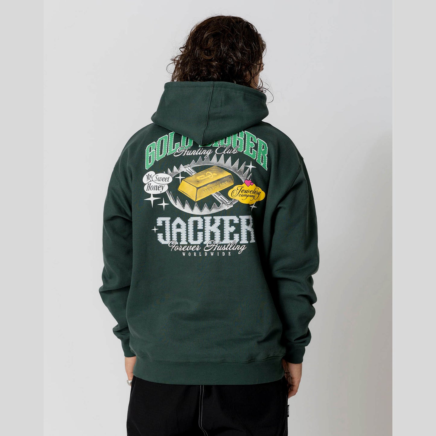 Mikina s kapucňou Jacker Gold Digger Hoodie tmavozelená