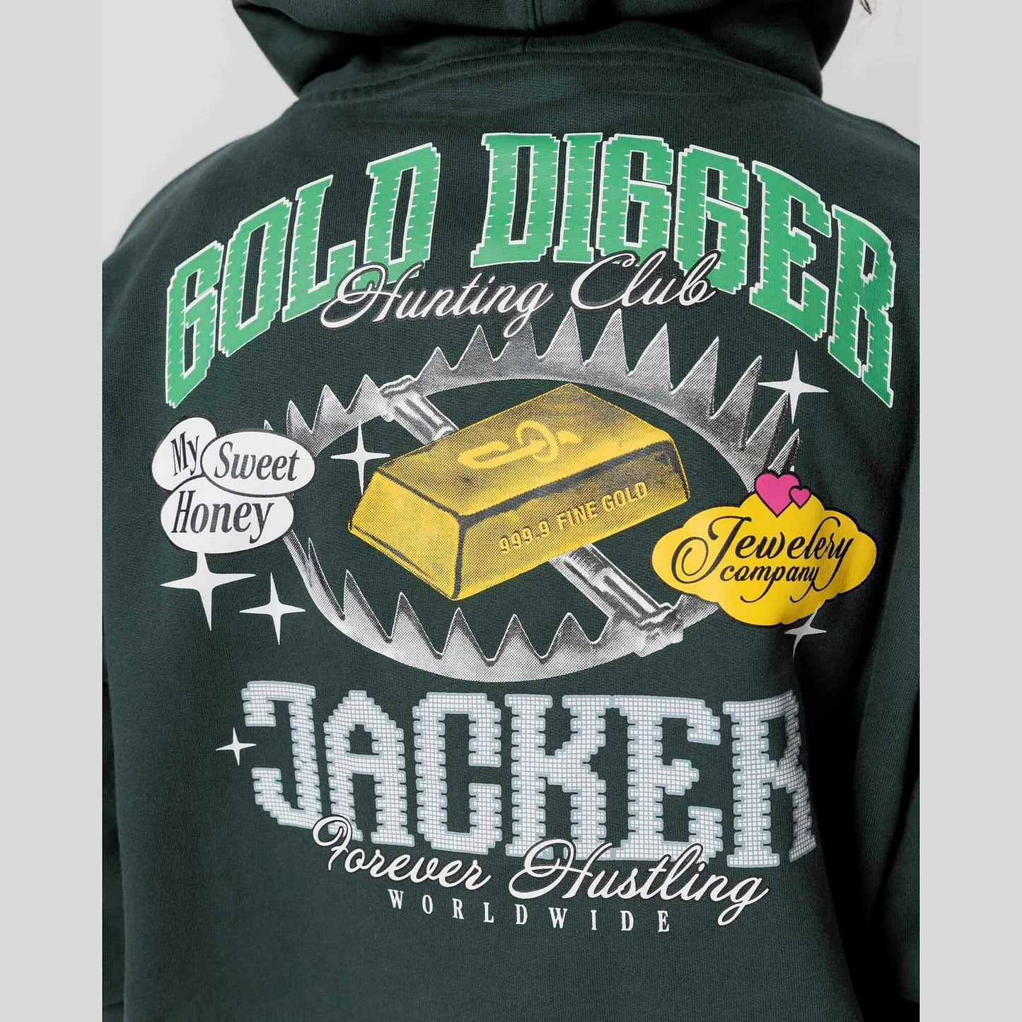 Mikina s kapucňou Jacker Gold Digger Hoodie tmavozelená