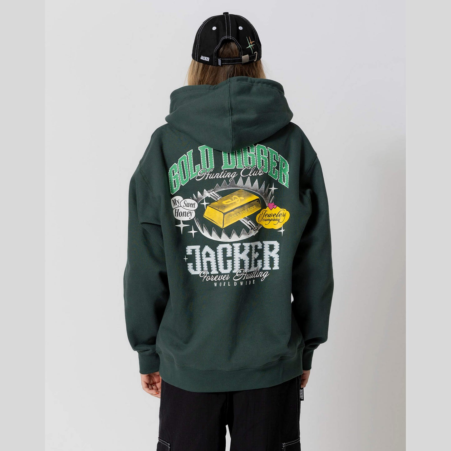 Mikina s kapucňou Jacker Gold Digger Hoodie tmavozelená