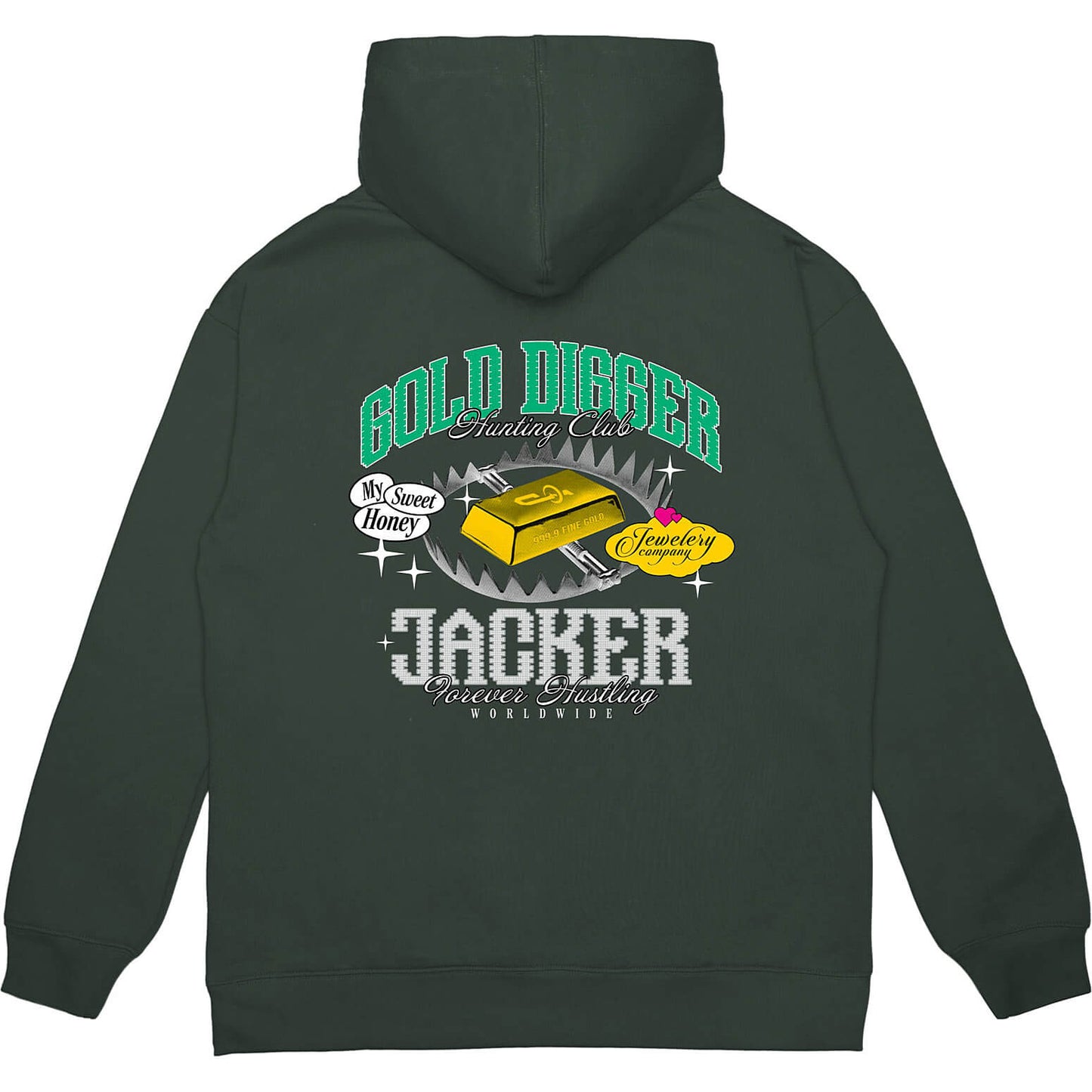 Mikina s kapucňou Jacker Gold Digger Hoodie tmavozelená