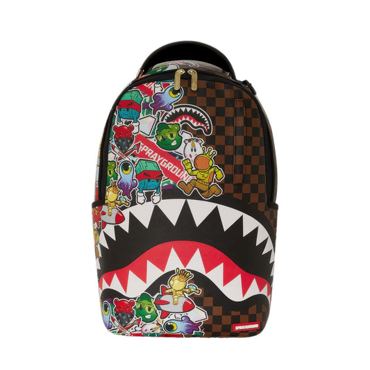 Batoh Sprayground Sharks In Stickers DLXV (Sticker Bomb) hnedý