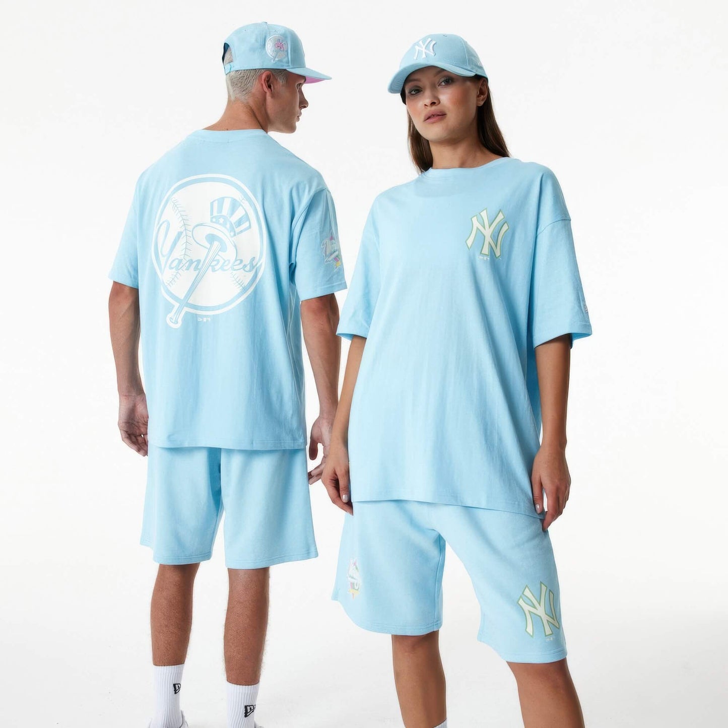 Unisex tričko New Era New York Yankees MLB Pastel Blue Oversized T-Shirt modré