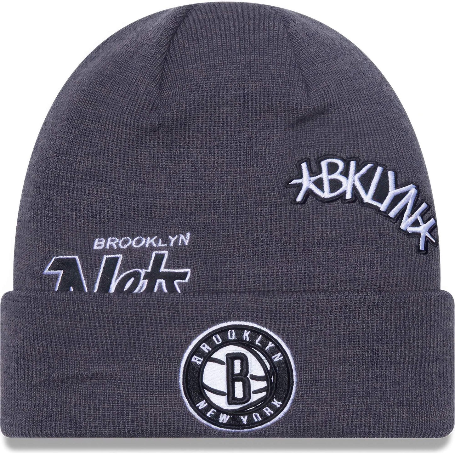 Zimná čiapka New Era Knit Medium NBA Brooklyn Nets Multi Patch Grey Cuff Knit Beanie Hat šedá