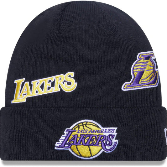 Zimná čiapka New Era Knit Medium NBA La Lakers Multi Patch Black Cuff Knit Beanie Hat čierna