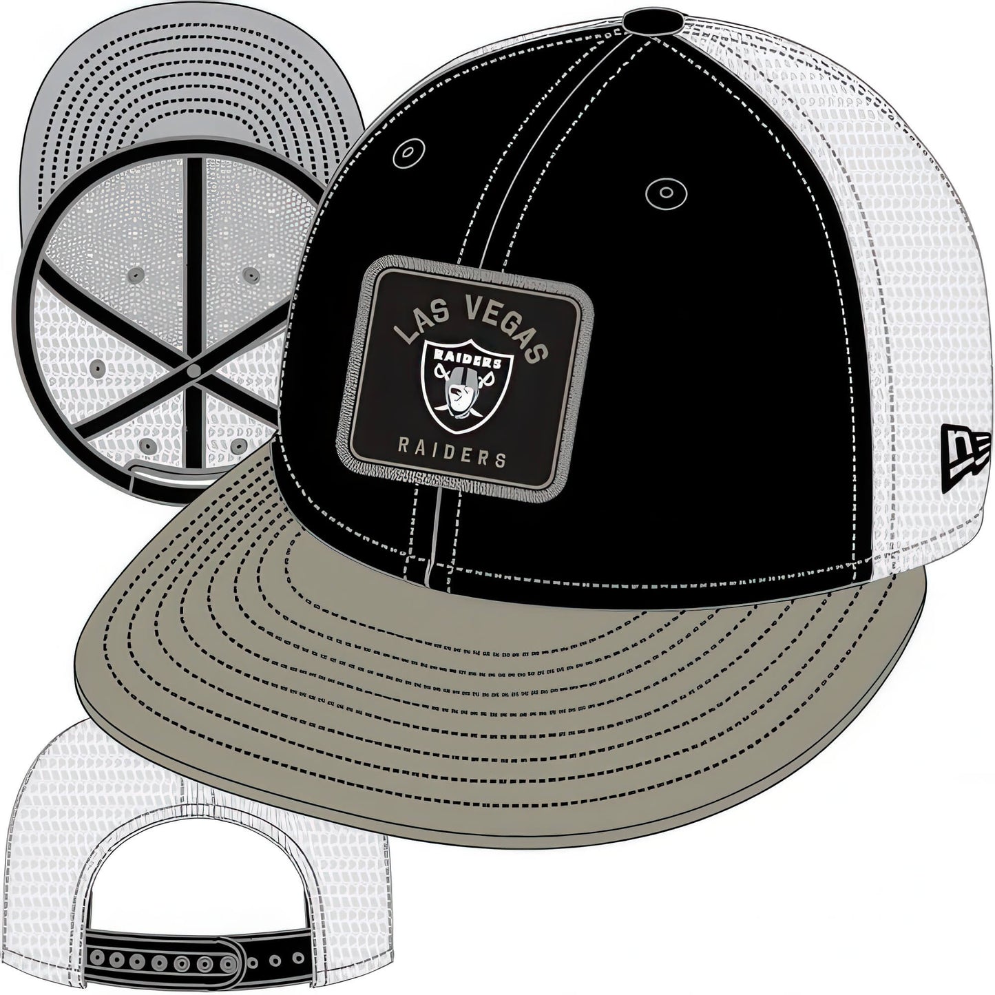 Šiltovka so sieťkou New Era LP950 Las Vegas Raiders NFL Patch Black Low Profile 9FIFTY Snapback Cap čierna