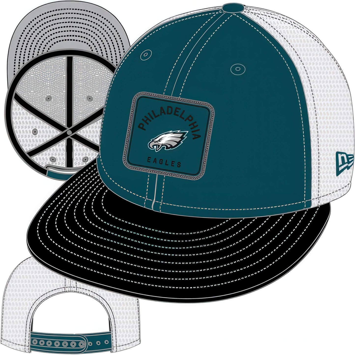 Šiltovka so sieťkou New Era LP950 Philadelphia Eagles NFL Patch Dark Green Low Profile 9FIFTY Snapback Cap tmavozelená