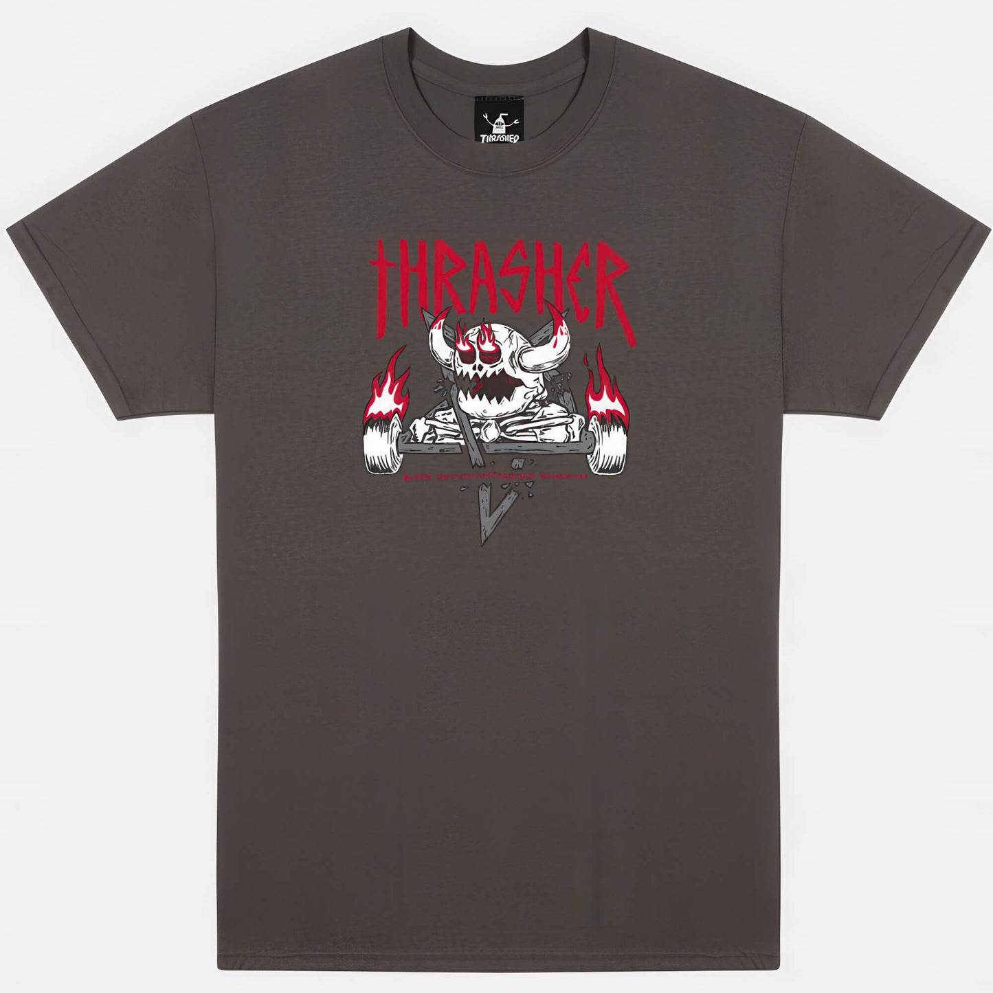 Tričko THRASHER THR x TOY MACHINE MONSTER-GRAM T-SHIRT tmavošedé