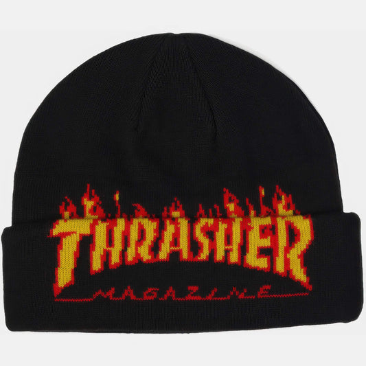 Pletená čiapka THRASHER FLAME FOLD BEANIE čierna