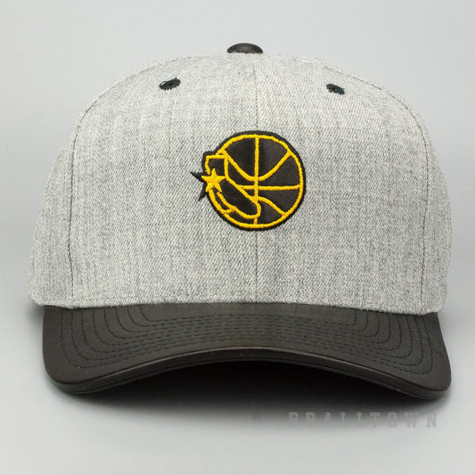 MITCHELL & NESS GOLDEN STATE WARRIORS VINTAGE TOP SHELF CURVE SNAPBACK GREY/BLACK