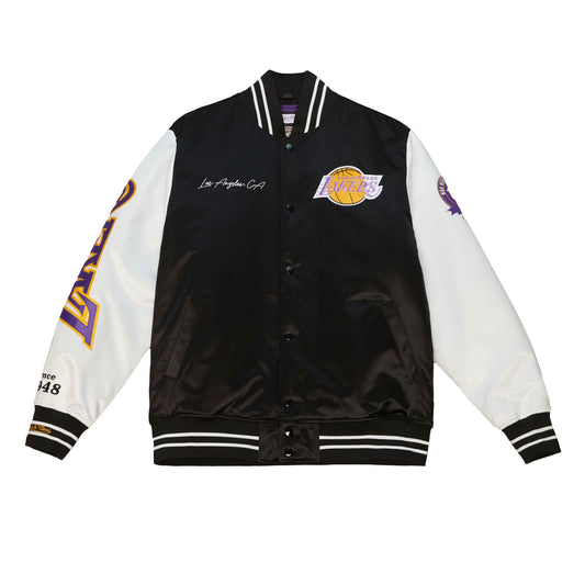 Mitchell & Ness Team Origins Varsity Satin Jacket Los Angeles Lakers Black / White