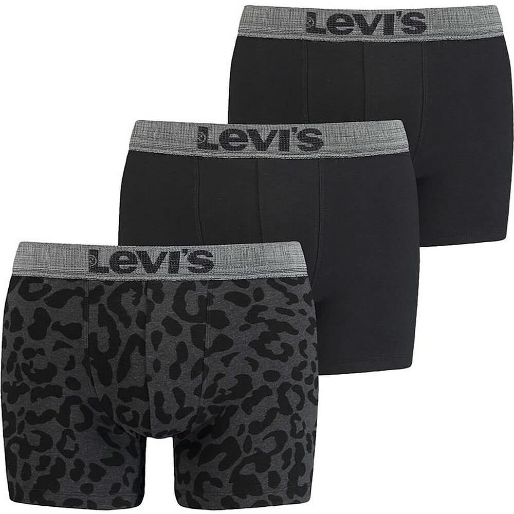 Súprava 3 kusov boxeriek Levi's® Giftbox Denim Leopard Aop Boxer Brief 3P čierne