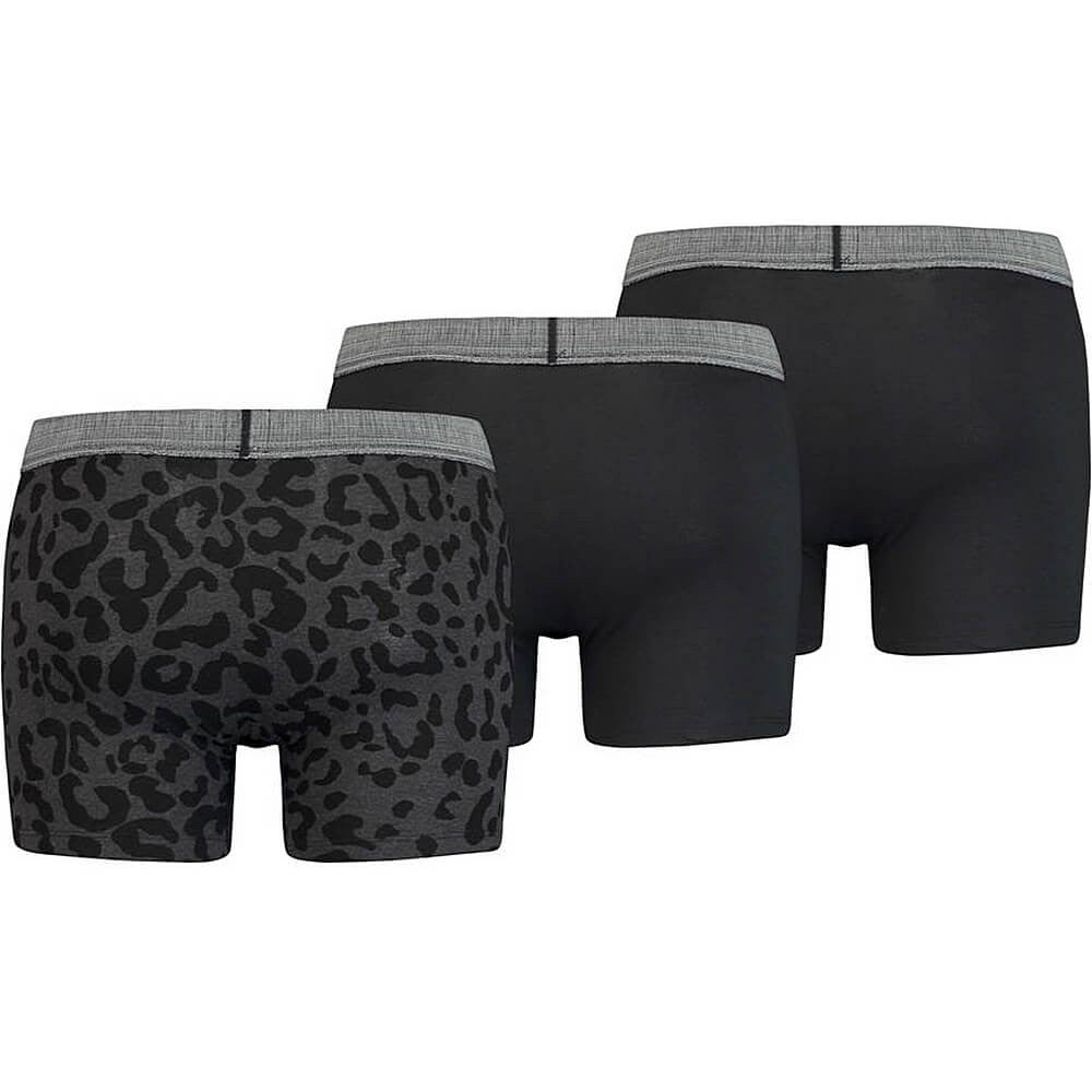 Súprava 3 kusov boxeriek Levi's® Giftbox Denim Leopard Aop Boxer Brief 3P čierne