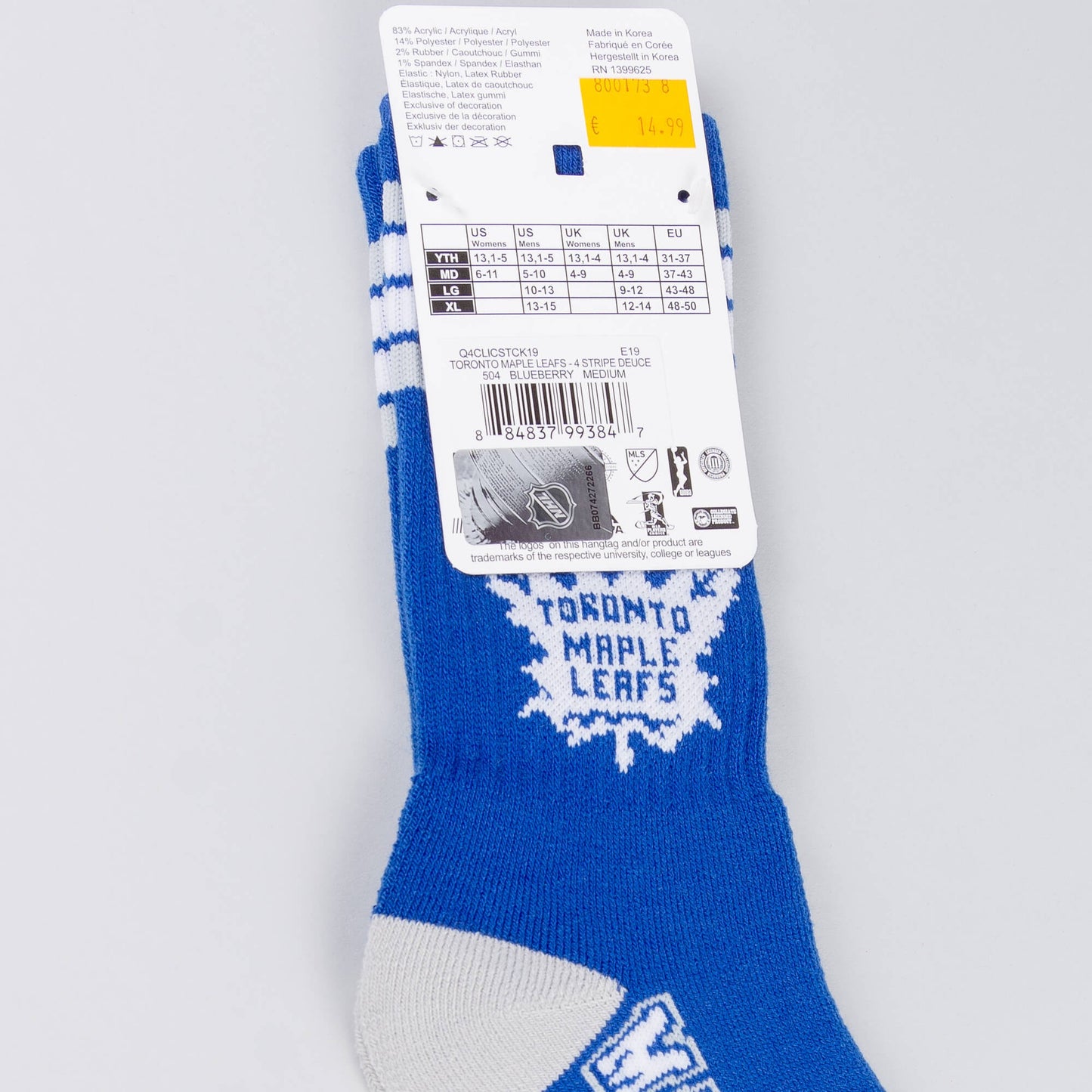 FBF Originals NHL 4 Stripes Crew Socks Toronto Maple Leafs