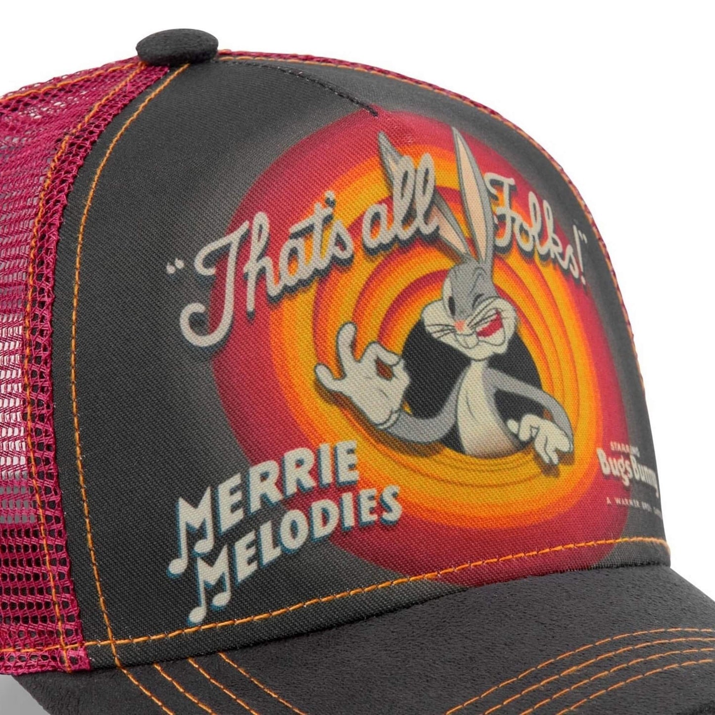 Šiltovka Capslab Trucker Looney Tunes Bugs Bunny čierna/bordová