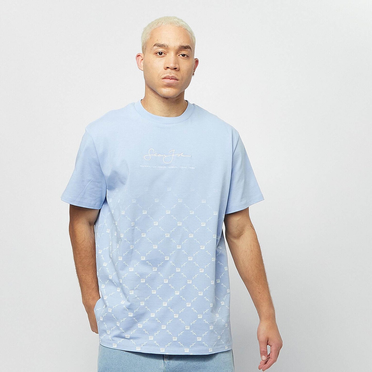 Sean John Classic Logo AOP Gradient Tee light blue/ white light blue