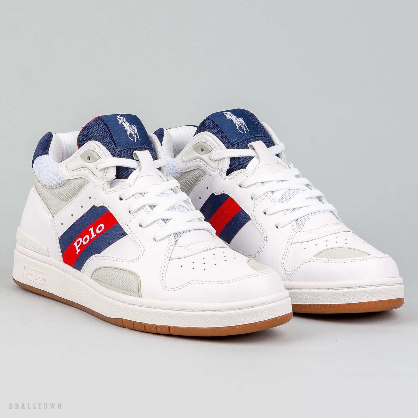 Polo Ralph Lauren POLO CRT MID SNEAKERS White/Newport Navy/Rl2000 Red