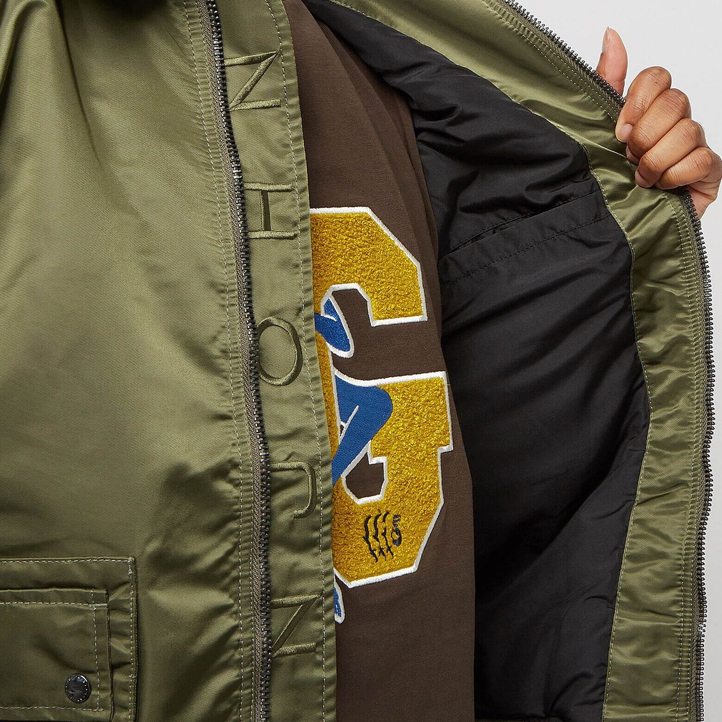 Sean John Script Logo Pilot Jacket olive