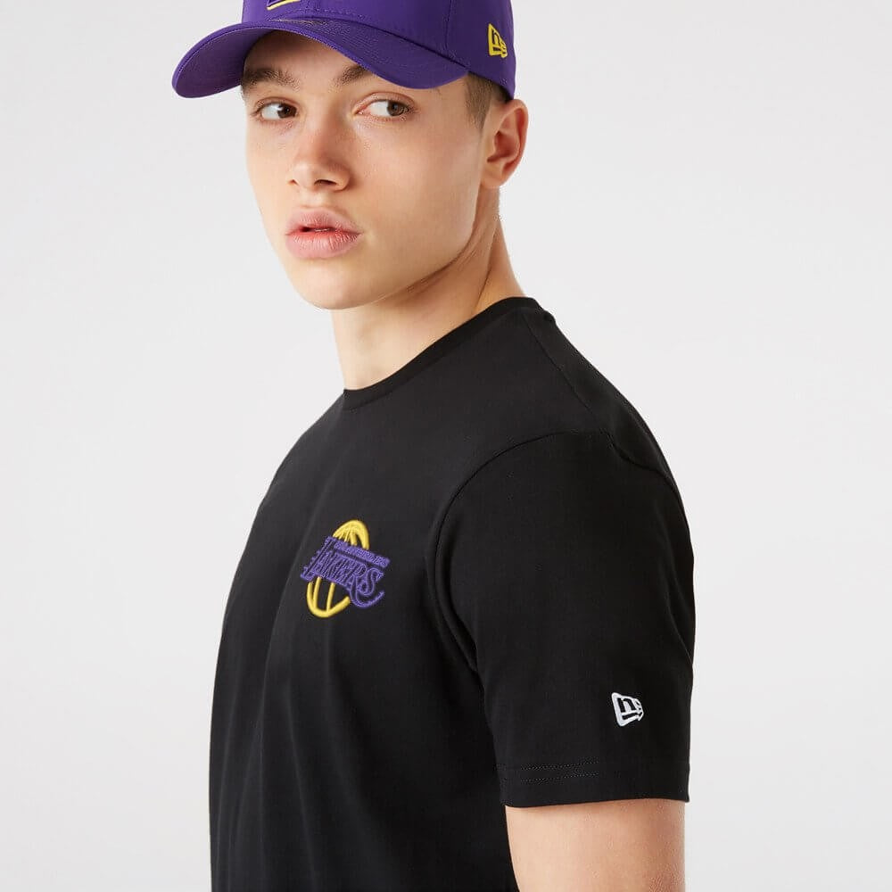 NEW ERA tričko NBA Neon tee LOS ANGELES LAKERS Black