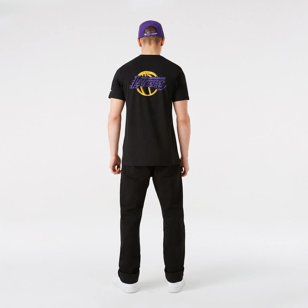 NEW ERA tričko NBA Neon tee LOS ANGELES LAKERS Black