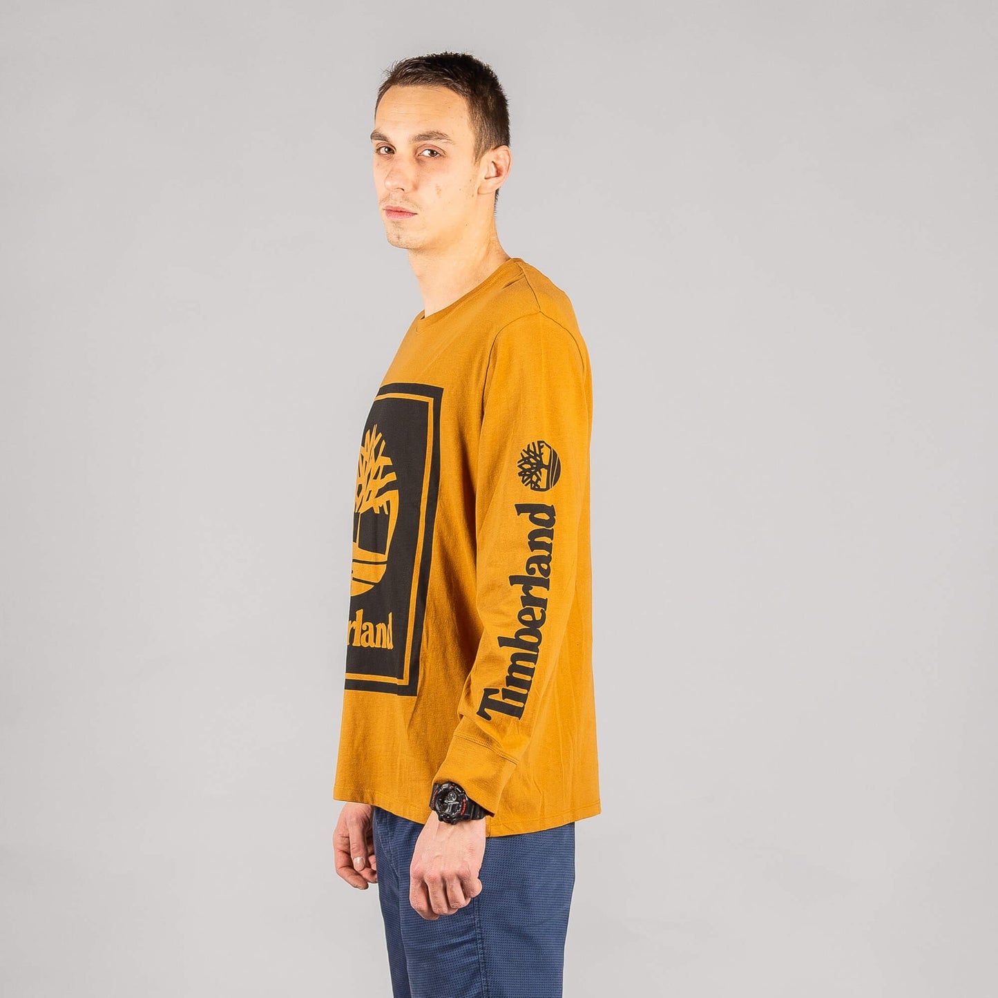 Timberland Ls Stack Logo Tee Wheat