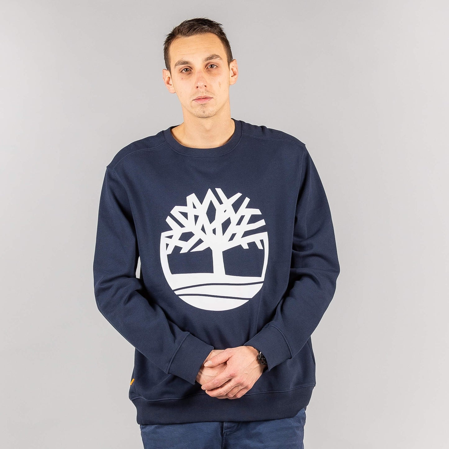 Mikina bez kapucne Timberland Tree Logo Crew Neck Sweatshirt tmavomodrá Regular fit