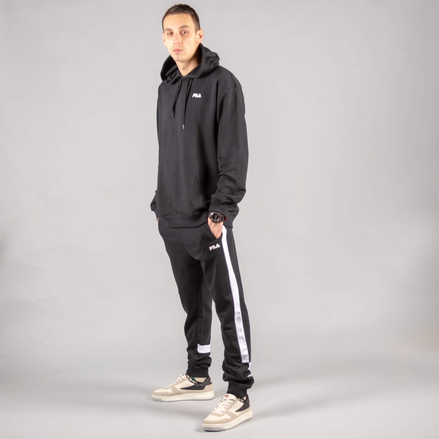 FILA DAVIS sweat pants black-bright white