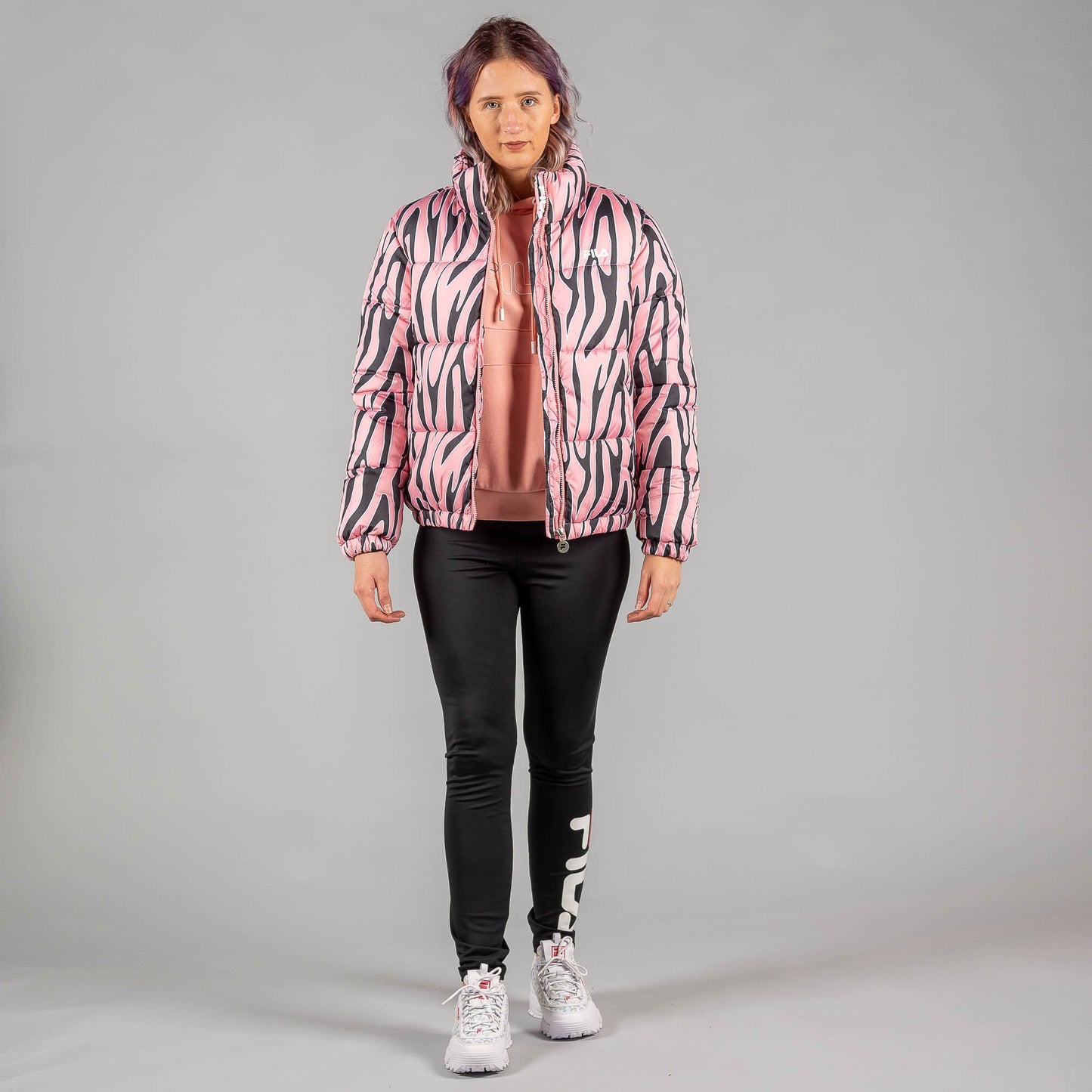 FILA ENID AOP puff jacket peony allover