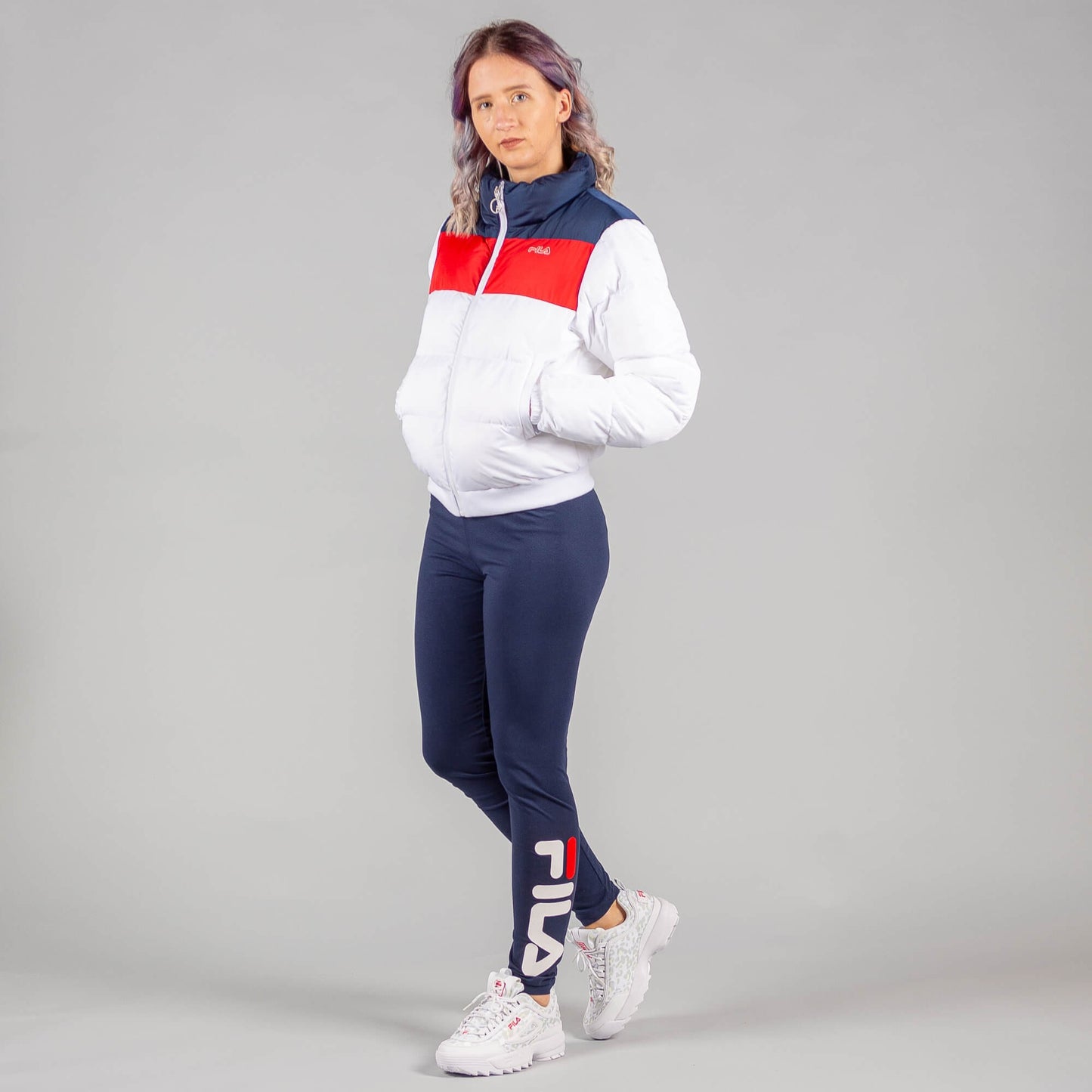 FILA IRIS puffer jacket bright white/black iris/true red